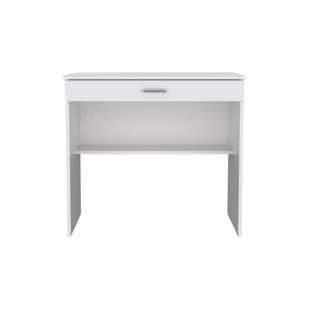 Homeroots 32" White Wood Computer Desk With Drawer 546421
