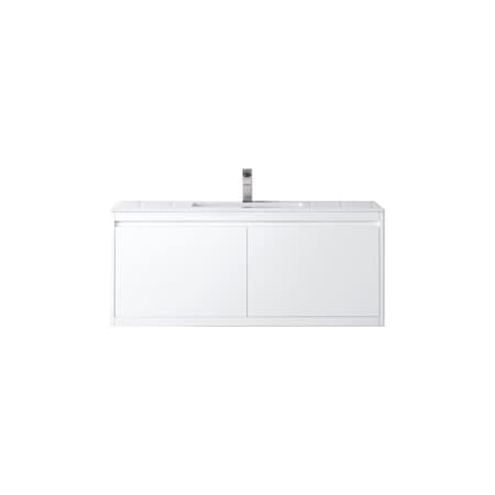 James Martin Vanities 47.3'' Single Vanity, Glossy White w/ Glossy White Composite Stone Top 805-V47.3-GW-GW