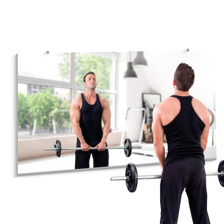 Fab Glass And Mirror Large HD Gym Mirror 60x48 | Full-Length Wall-Mounted Mirrors for Home Gym, Fitness Studio, Comm GM48x60