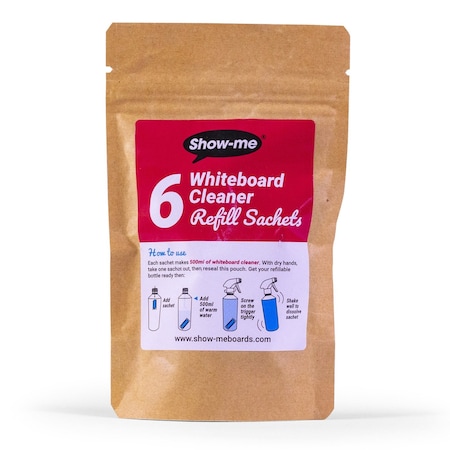 Show-Me Refillable Dry Erase Board Cleaner Sachets, 6PK WCE500R6