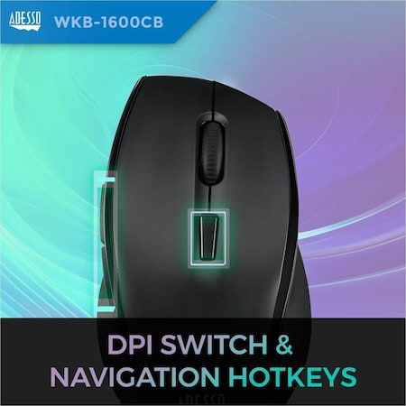 Adesso SLIM MULTIMEDIA 2.4GHZ WIRELESS ERGONOMIC DESKTOP KEYBOARD, WITH LOW PROF WKB-1600CB