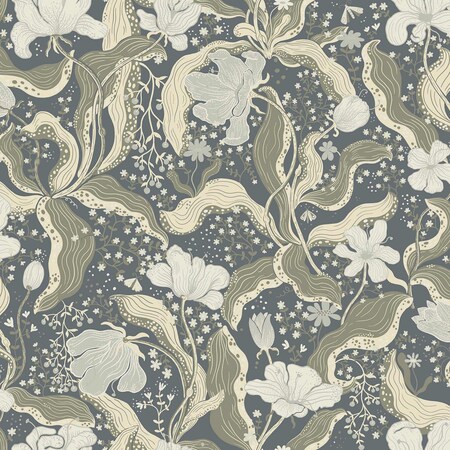 A-Street Prints Bodri Blue Tulip Garden Wallpaper 2932-65117