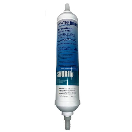 Pentair Shurflo 11 in City Water Entry In-Line Filter w/1/4 in Barb Fittings RV-210BRB-A