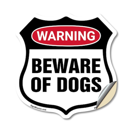 Signmission Dog Warning Shield Sign Beware Of Dogs, 12 Inch X 12 Inch, Vinyl Decal SHI-D-12-376