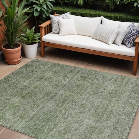 Homeroots 9' X 12' Olive Green And Beige Floral Washable Indoor Outdoor Area Rug 605733