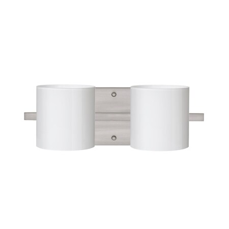 Besa Lighting Pogo Vanity, Opal Glossy, Satin Nickel Finish, 2x50W Halogen 2WS-718006-SN