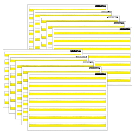 Ashley Productions Smart Poly PosterMat Pals Space Savers, 13'' x 9-1/2'', 3/4'' Handwriting Highlighted Yellow, 10PK 97012