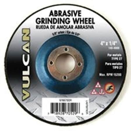 Vulcan Type 27 Depressed Center Grinding Wheel, 4 in Dia, 1/4 in Thick, 5/8 in Arbor, Premium 976670OR