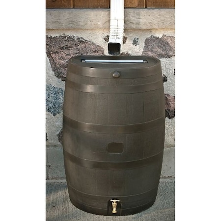 Rts Rain Barrel, 50 gal Capacity, Plastic, Brown 55100009005600