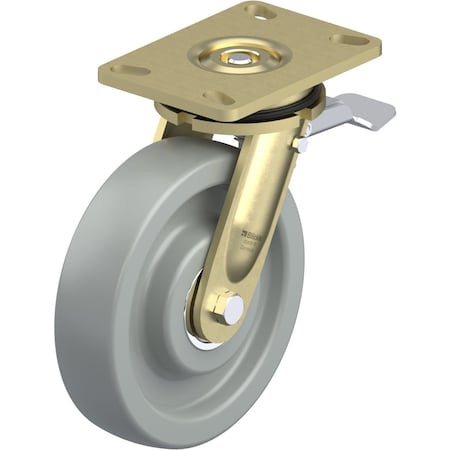 Blickle Swivel Plate Caster, Gray Nylon, 8", Brake, Caster Load Rating Range: Heavy-Duty LS-SPOG 200K-16-ST
