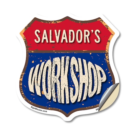 Signmission Salvador's Workshop, 12 Inch X 12 Inch, Vinyl Decal SHI-D-12-489-SALVADOR