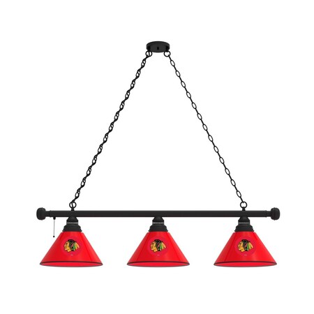 Holland Bar Stool Co Chicago Blackhawks 3 Shade Billiard Light, Red Shades, Black Fixture BL3BKChiHwk-R