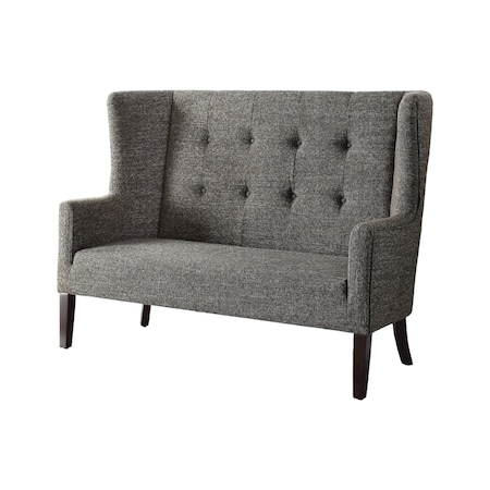 Homeroots 56" Gray Fabric Settee With Chocolate Legs 285683