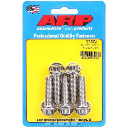 Homestead 772-1004 10 x 1.5 x 35 mm 12-Point Stainless Steel Bolt, 5PK HO3621384