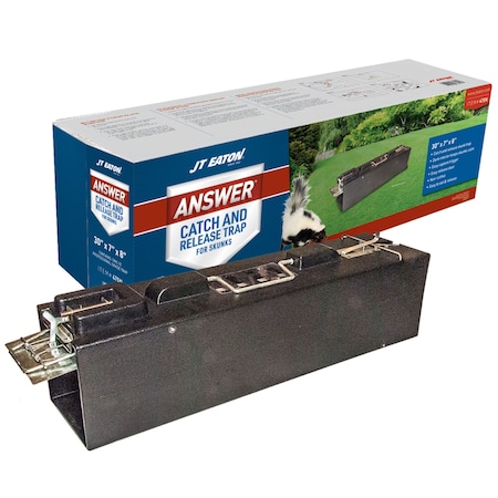 Jt Eaton Catch and Release Skunk Trap, 30-1/2 in W x 8 in D x 9-1/8 in H, 1-Door, Plastic, Black 475N