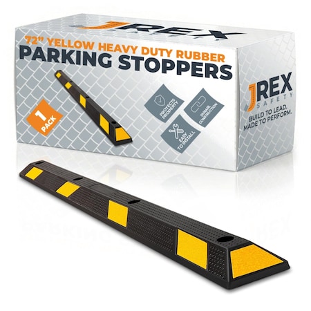 Jrex Safety 72 in Rubber Parking Block Curb Stop, Yellow Reflective Strip PBSY-JR-6