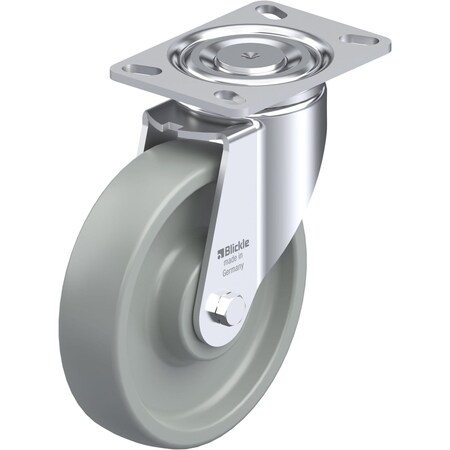 Blickle Swivel Plate Caster, Gry Nyln, 8", 2000 lb. LH-SPOG 201K-16