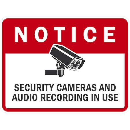 Lyle Notice Security Cameras And Audio Recording In Use, 24x18, Diamond Grade, White G-11748-DG_24x18