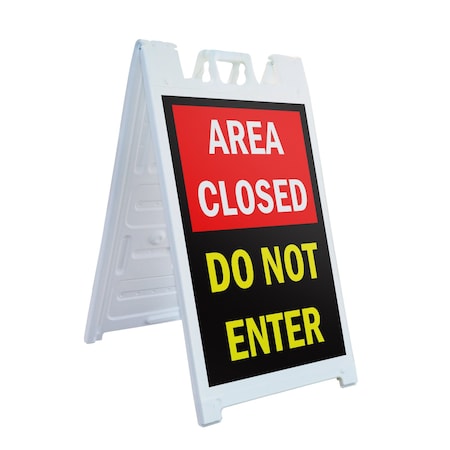Signmission Area Closed Do Not Enter, A-Frame & 2 Sign Inserts, Heavy-Duty Plastic Frame SBHD-C-2436-Area Closed Do Not Enter