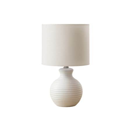 Monarch Specialties Lighting, 16"h, Table Lamp, White Resin, Ivory / Cream Shade, Contemporary I 9777
