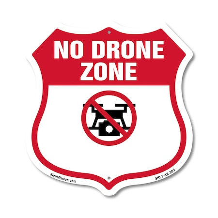 Signmission No Drone Shield Sign No Drone Zone From, 12 Inch X 12 Inch, Plastic Sign SHI-P-12-392