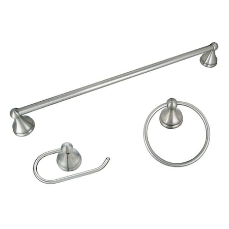 Boston Harbor Venetian Bath Hardware Set, Steel/Stainless Steel/Zinc, Brush Nickel, 3 -Piece, For: Bathroom 5003BN