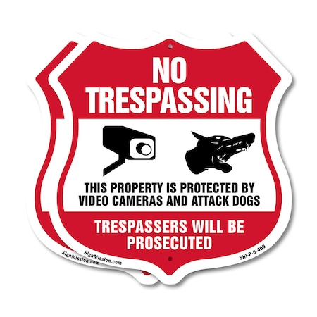 Signmission No Trespassing Shield Sign This Property, 6 inch X 6 inch, Plastic Sign, 2PK SHI-P-2PACK-6-409