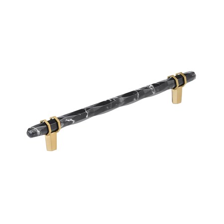 Amerock Carrione 8 inch 203mm Center-to-Center Marble Black/Champagne Bronze Cabinet Pull BP36663MBKCZ
