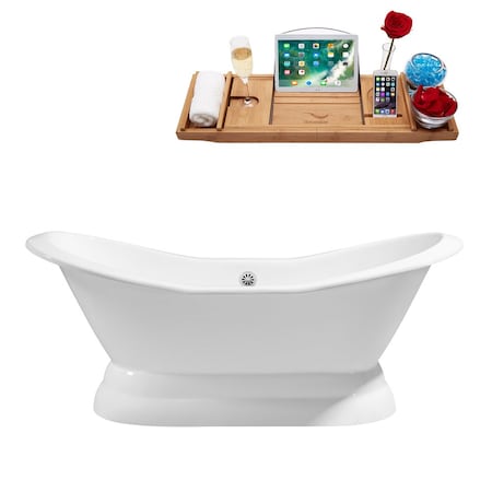 Streamline 72 in L, 30.9 in W, Glossy White, Porcelain-Enamel Cast Iron, Center R5180WH