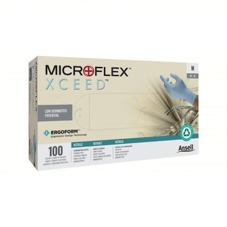 Ansell Microflex, Chemical-Resistant, Nitrile, 3 mil, Powder-Free, Beaded Cuff, XS, 100 PK XC-310CP