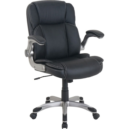 Nusparc Mid-Back Rolling Chair, Bonded Leather, Black NPRCH101LABK
