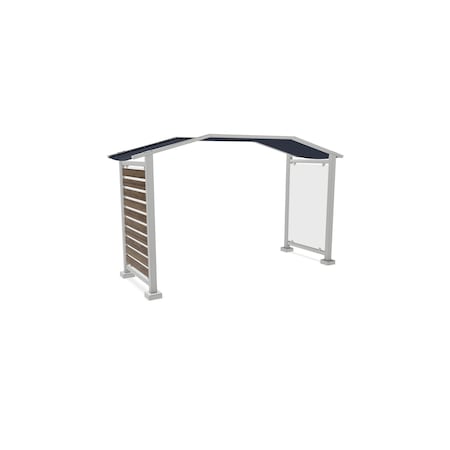 Ghent 178''W x 105''H Preserve, Canopy Unit, Glass, Walnut Slat Wall, Anodized Silver Frame, Navy Awning PSV3FGSSILNVYWAL
