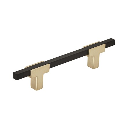 Amerock Urbanite 3-3/4 in 96 mm Center-to-Center Brushed Gold/Matte Black Cabinet Pull BP77896BGLMB