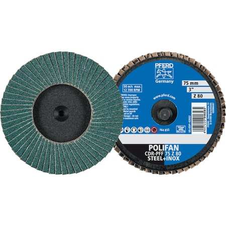 Pferd 3'' POLIFAN Mini Flap Disc - Flat - Zirconia - 80 Grit 42932