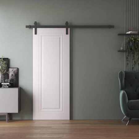 Sartodoors Barn Door 24 x 96 inches, BASIC 9111 White, 6.6FT Silver Rail Track Heavy Hardware Set, Solid Pan BASIC9111BD-S-SKIN-2496
