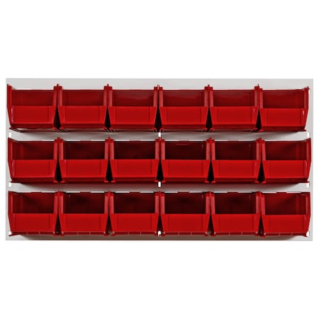 Quantum Storage Systems 36X19 HC LOUVERED PANEL W/18 BINS RED QLP-3619HC-230-18RD