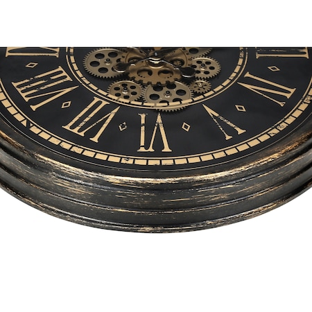 Monarch Specialties Clocks, 24'' Round, Gear Mechanism, Wall Clock, Brown, Transitional I 9073