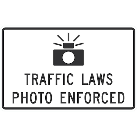 Lyle R10-18, Traffic Laws Photo Enforced With Symbol, 36x24, High Intensity Prismatic, White G-15873-HI_36x24