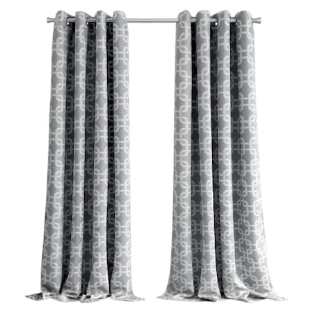 Homeroots 84” Silver Interlock Pattern Window Curtain Panel 473334
