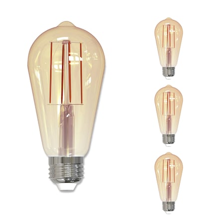 Bulbrite LED Filament 5W Dimmable ST18 Light Bulbs, Antique Glass, Medium E26 Base, 2200K, 450lu, 4PK 862795