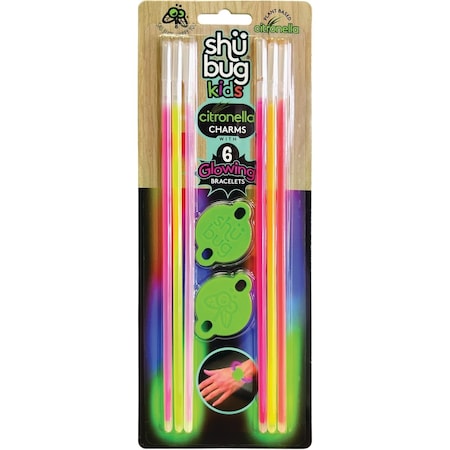 Shubug Kids Citronella Charms with Glow Bracelets Insect Repellent, 6PK 211KG6PK1