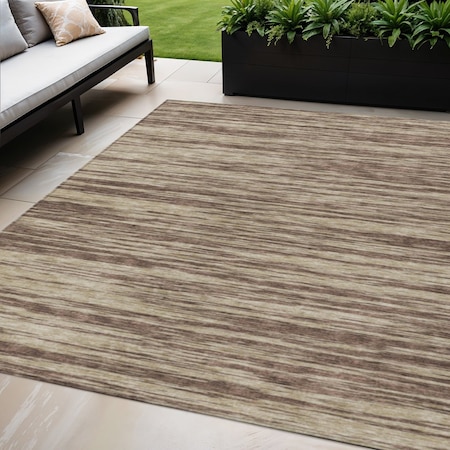 Homeroots 5' X 8' Brown And Beige Abstract Washable Indoor Outdoor Area Rug 613074