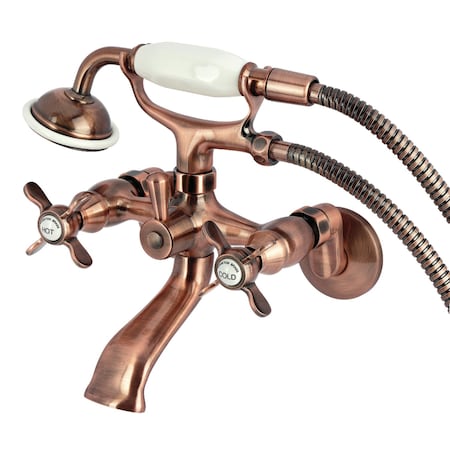 Kingston Brass Wall Mount Clawfoot Tub Faucet with Hand Shower, Antique Copper KS286AC