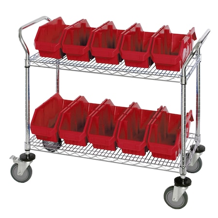 Quantum Storage Systems WIRE SHELVING CART W/10 RED BINS WRC2-1836-1265RD