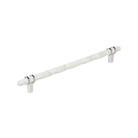 Amerock Carrione 10-1/16 inch 256mm Center-to-Center Marble White/Polished Chrome Cabinet Pull BP36664MW26