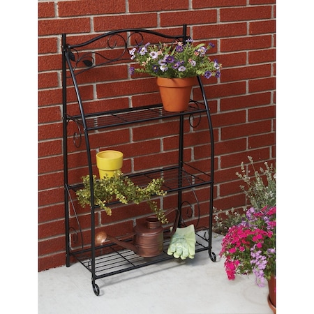 Best Garden Black Powder-Coat Steel 38'' H. 3-Shelf Indoor/Outdoor Plant Stand PS1314