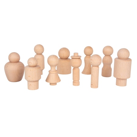 Tickit Wooden Community Figures, Peg Doll, Assorted Shapes, 10-Piece Set 74009