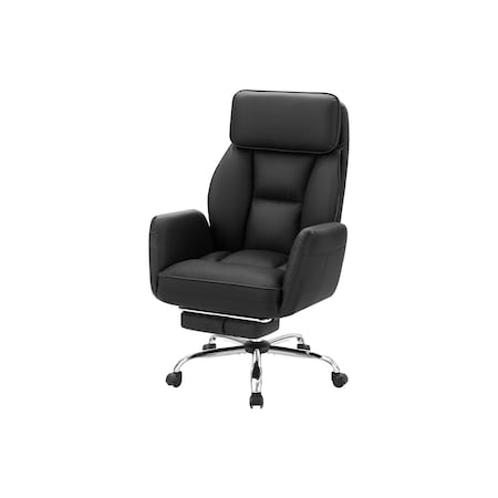 Monarch Specialties Office Chair, Adjustable Height, Armrests, Ergonomic, Swivel, Desk, Blk Leather Look, Chrome Metal I 7275