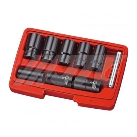 Jtc Auto Tools Middle Deep Twist Socket Set 9pcs, 1/2in DR, 19/21/22/23/24mm, Length 50mm 4399S