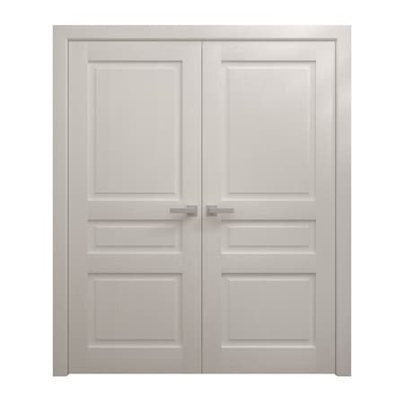 Sartodoors Interior Solid French Double Doors 64 x 84 inches, Ego 5012 Painted White Oak, Wood Interior Solid EGO5012DD-PWO-6484